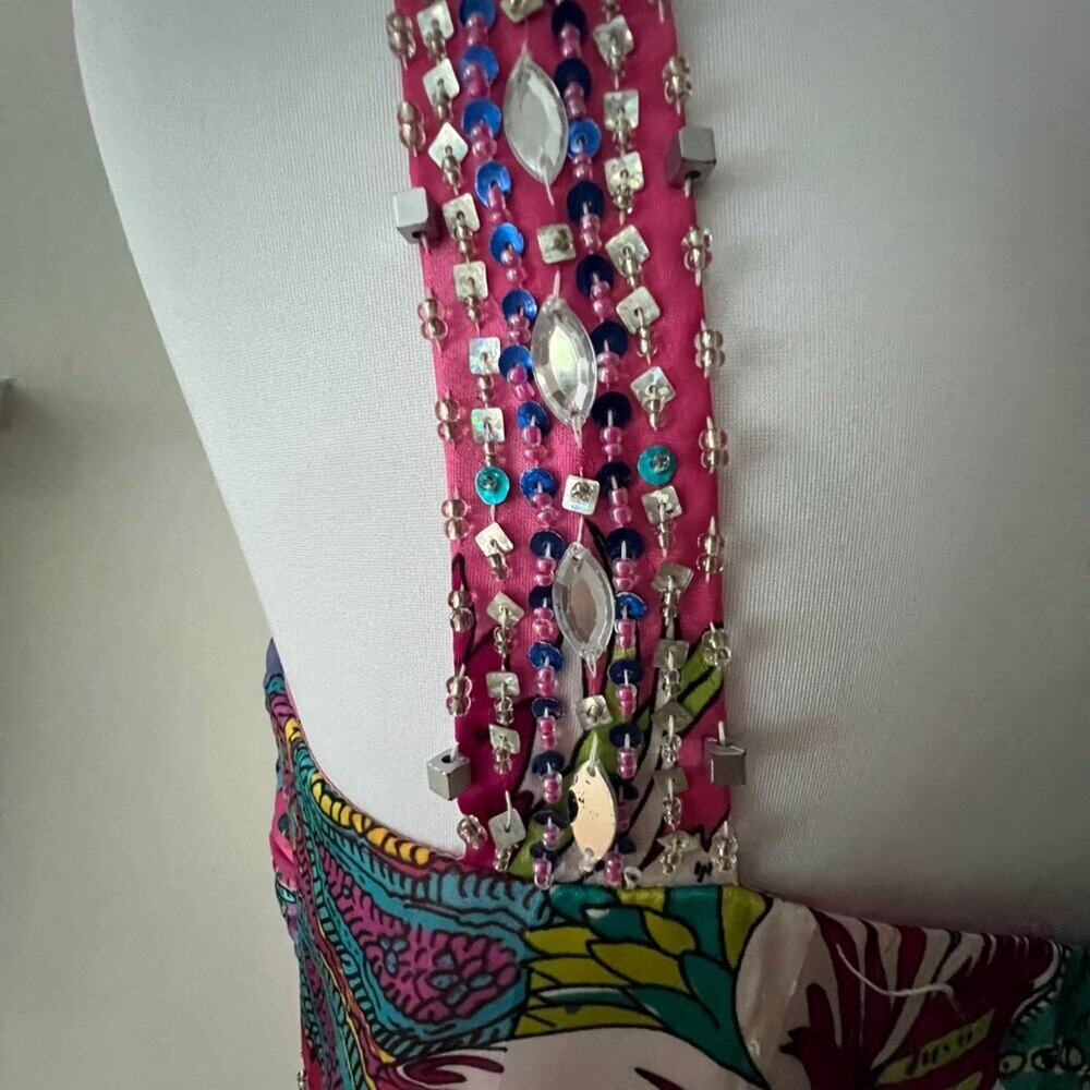 Vintage Dress Small Y2K Formal Prom Gown Beaded Tropical Dress long Cruise Maxi - Picture 14 of 17